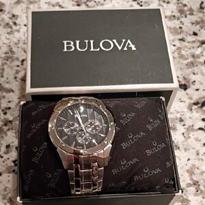 Bulova Silver Timepiece with Dark Dial